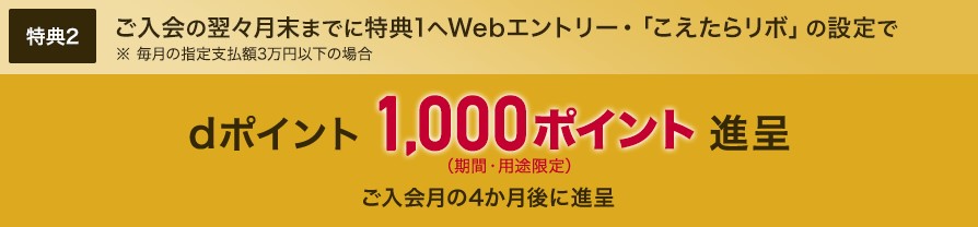 入会キャンペーン特典②｜こえたらリボ設定で1,000ポイントも獲得！2